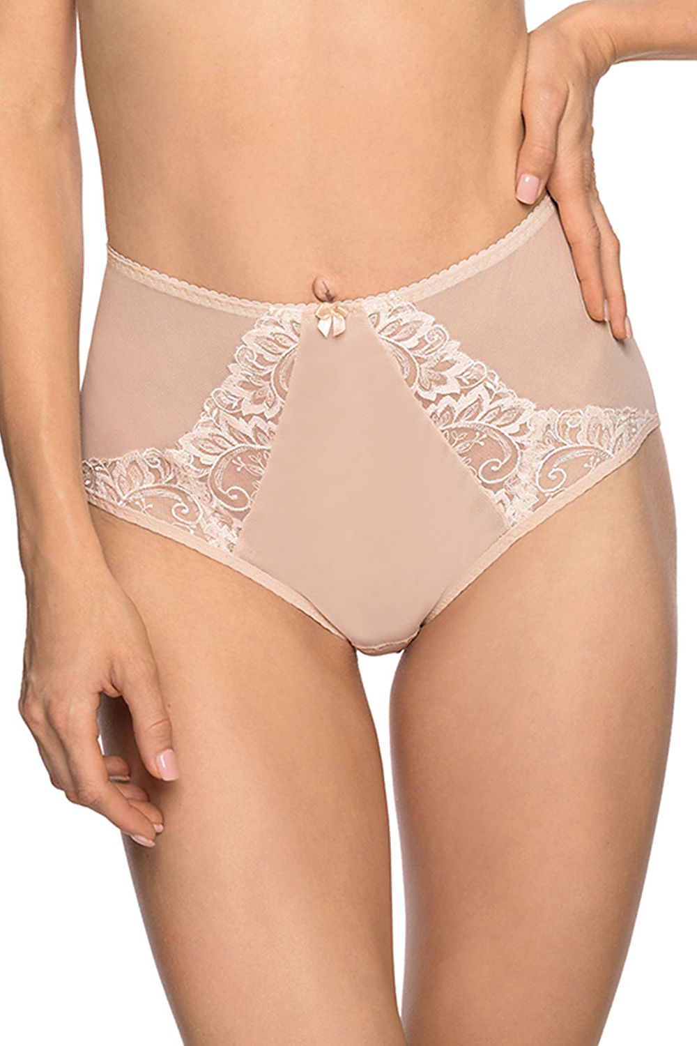 Beautiful In Beige Panties Full Briefs With A Slightly Raised Waist Made Of Extremely Delicate Mesh With Beautiful Embroidery On The Front Slightly Transparent Legs Finished With A Broken Band Sewn With Flat Seam Technology