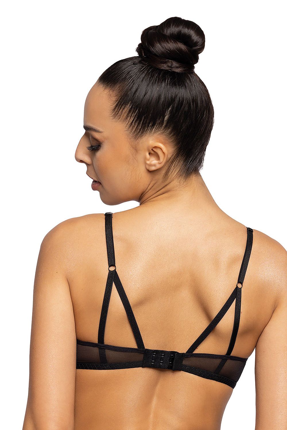 Styling Black And Beige Push-Up Bra Cups Are Trimmed With Delicate Solid Elastic Tulle In Black And Beige Under Bust The Back Is Smooth With Elastic Tulle Straps Are A Fun Design