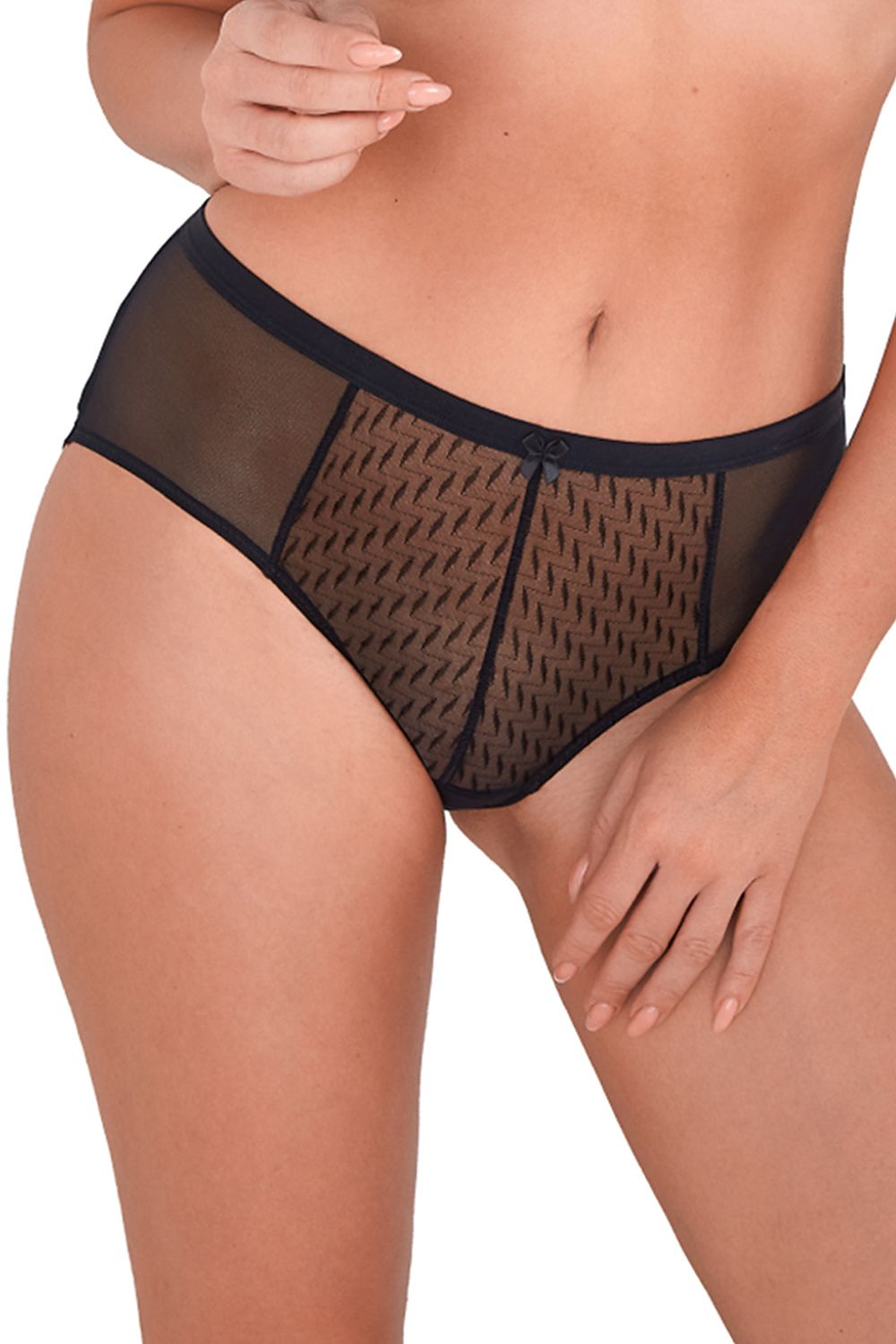 Hot Life Black Panties Classic Full Cut Made Of Mesh And Delicate Lace Wide Elastic Waistband Legs Are Finished With Double Folded Mesh