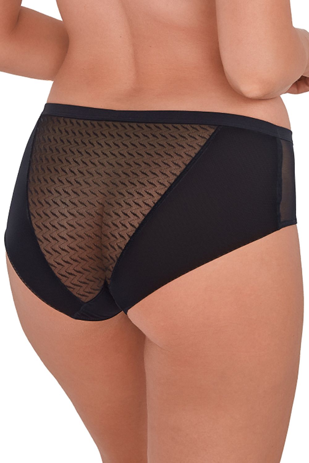 Hot Life Black Panties Classic Full Cut Made Of Mesh And Delicate Lace Wide Elastic Waistband Legs Are Finished With Double Folded Mesh