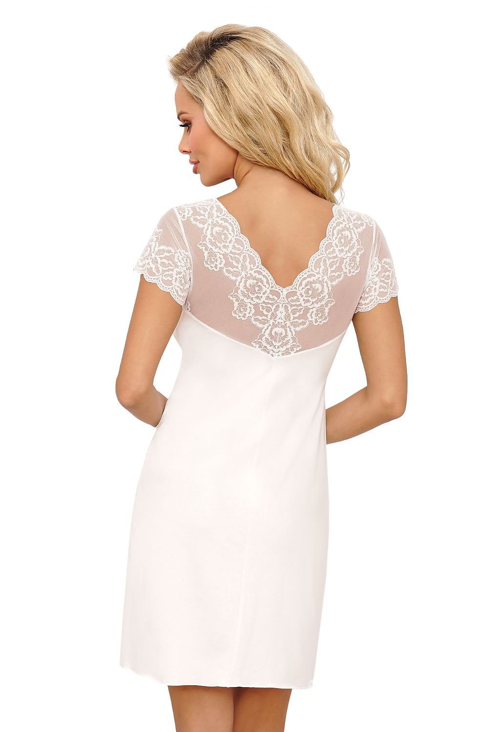 Aura Of Passion Nightgown Semi-Transparent Fabric With Dynamic Form The Neckline Shoulders And Back Are Wrapped In Mesh Lace And Floral Embroidery Elegant And Sensual