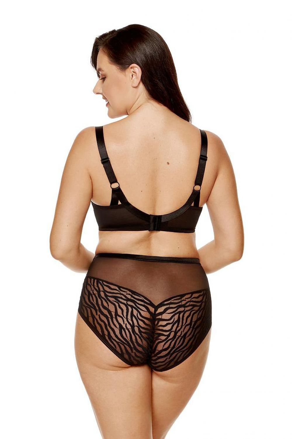Hunt Is Over Soft Cups Bra Wire-Free Made Of Knitted Fabric & Animal Pattern Lace Designed For Medium To Large Breasts And Extended Sizes Back Made Of Tulle