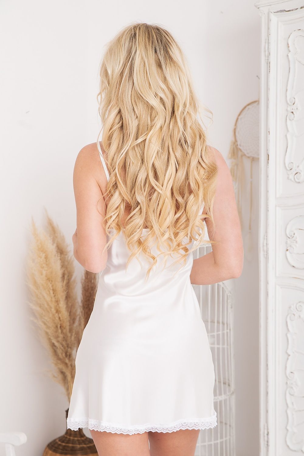 Beautiful Satin Chemise Trimmed With Lace Many Colors