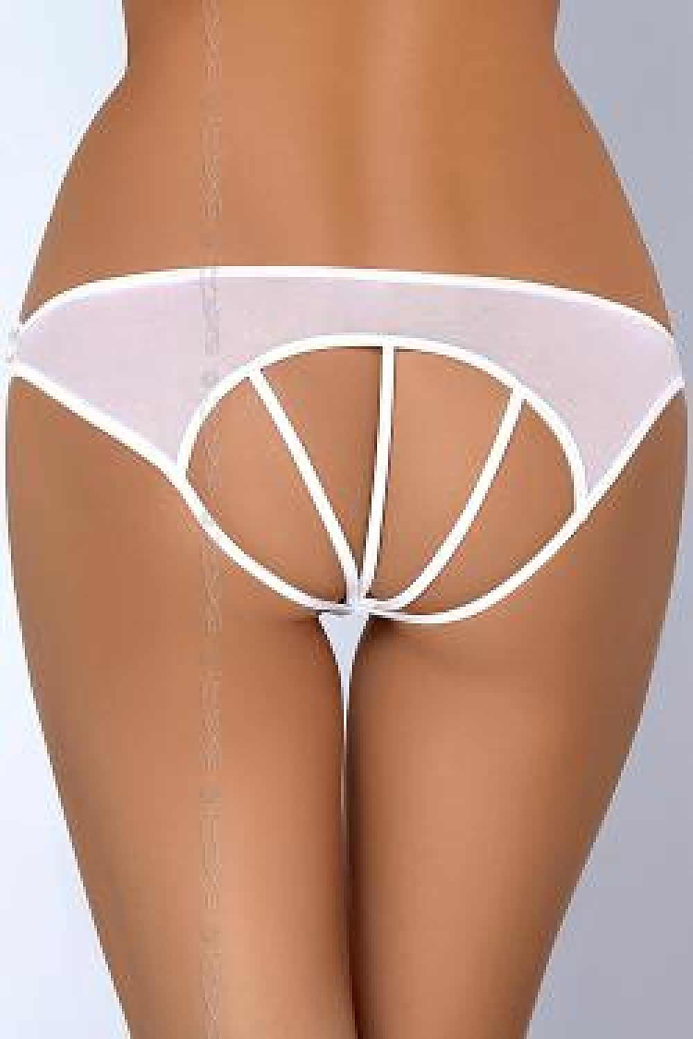 Bright White Panties With Deep Cut-Outs & Stripes In The Back