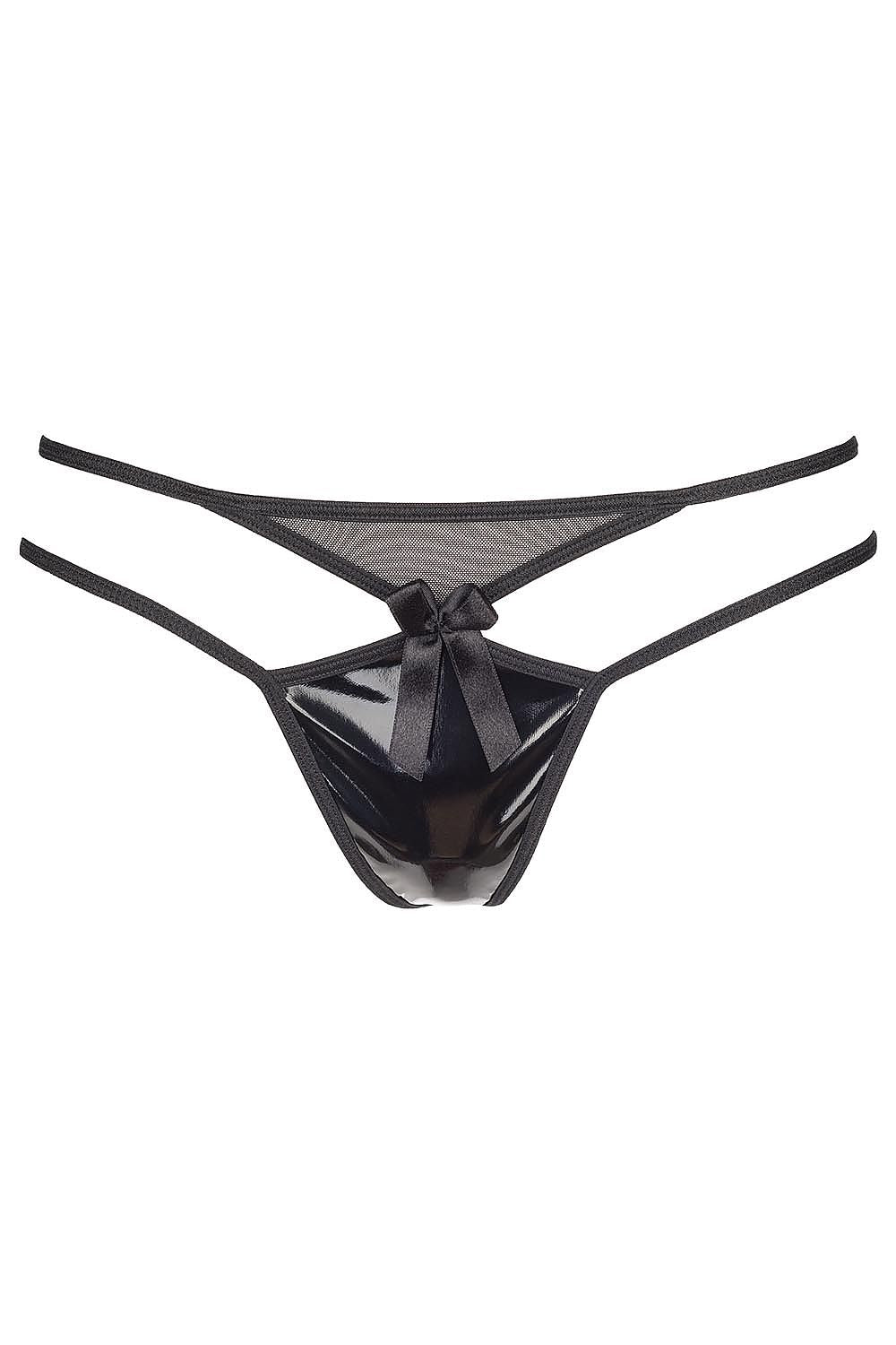 Dazzling Black Thong With Racing Stripes Around The Back