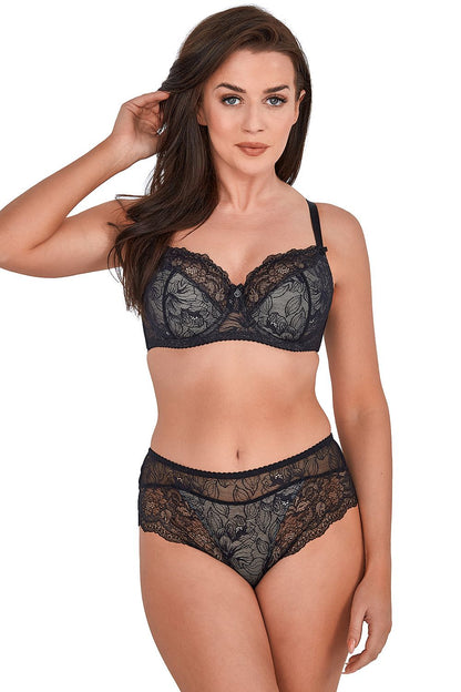 Explore Spills And Thrills Semi-Soft Bra Black & Beige Design
