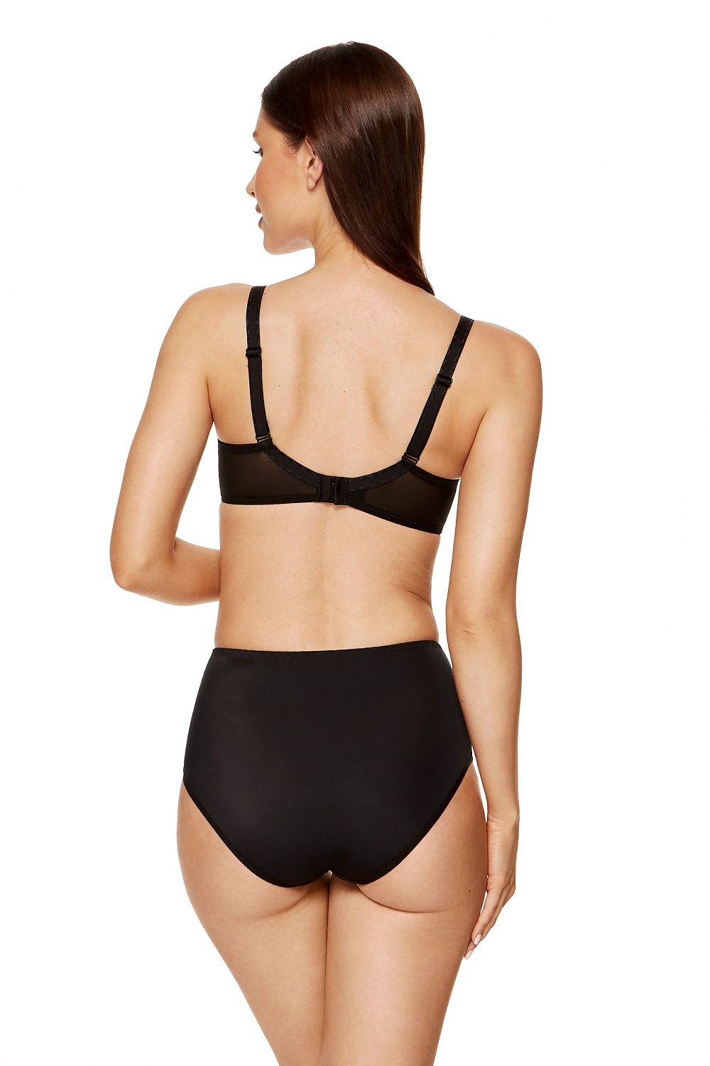 Don't Be Shy Soft Bra Black 3-Piece Bowls Made Of Knitted Fabric & Tulle The Back Is Made Of Reinforced Tulle The Width Of The Straps Increases With The Size Of The Bra, Straps Lined On Soft Laminate In Maxi Sizes Vertical Side Whalebones Stabilize Bra