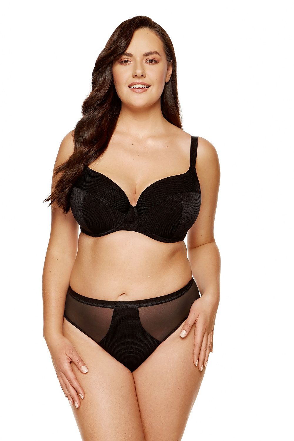 Don't Be Shy Panties Black Made Of Structured Checkered Fabric And Stretch Tulle