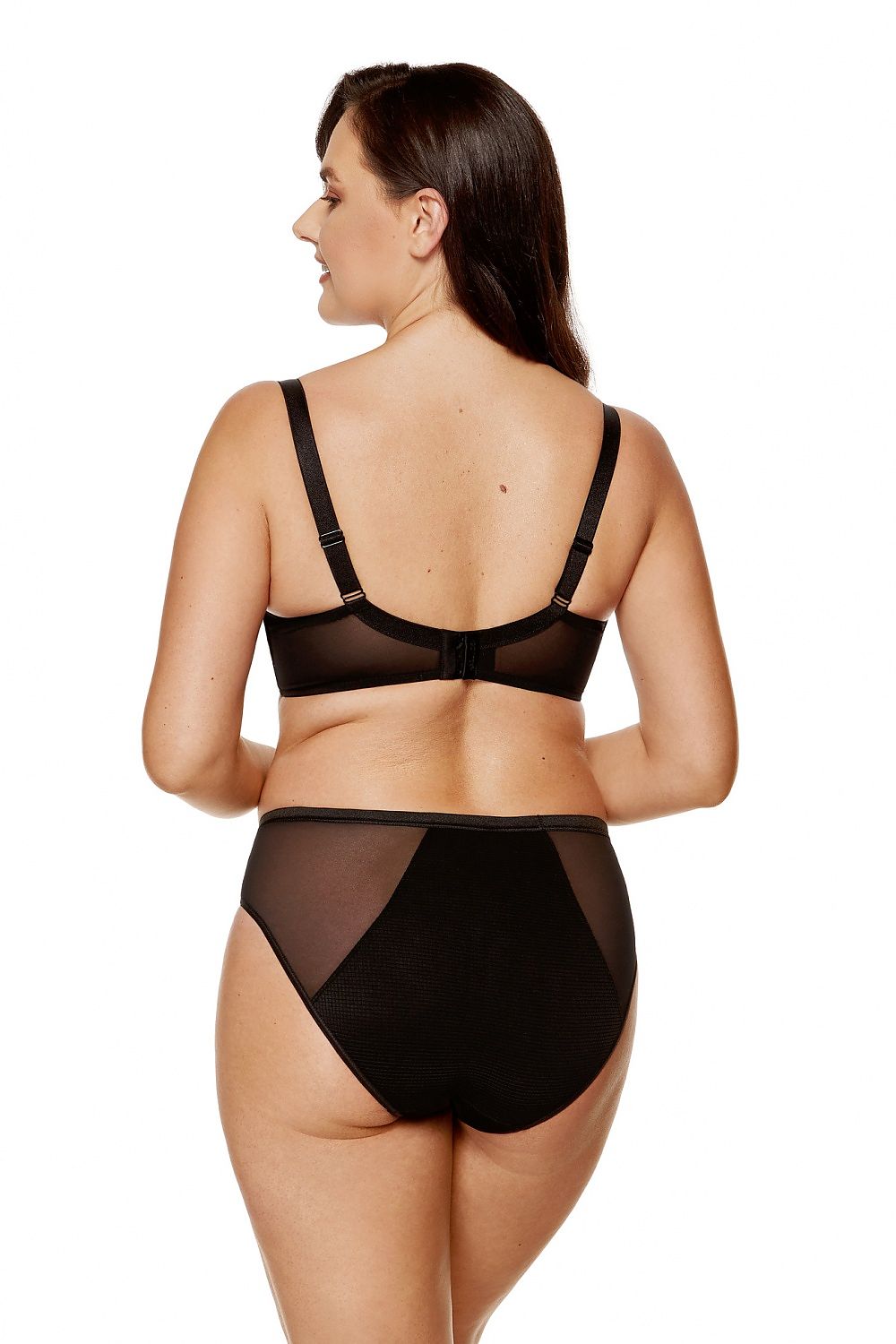 Don't Be Shy Panties Black Made Of Structured Checkered Fabric And Stretch Tulle