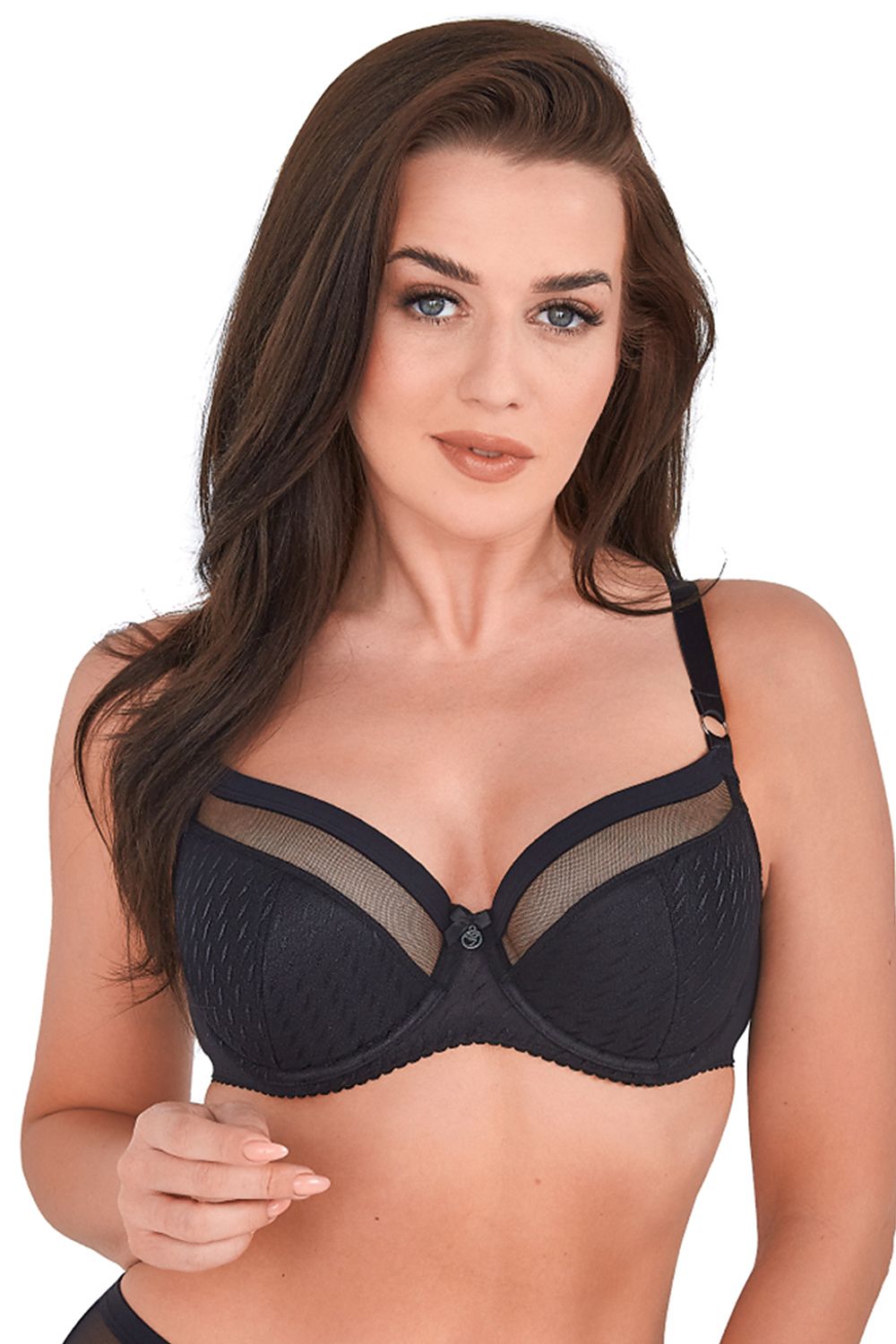 Hot Life Semi-Padded Black Bra Cups Are Mesh Covered With Wide Piping And The Lower And Middle Are Made Of Delicate Lace With Decorative Bows
