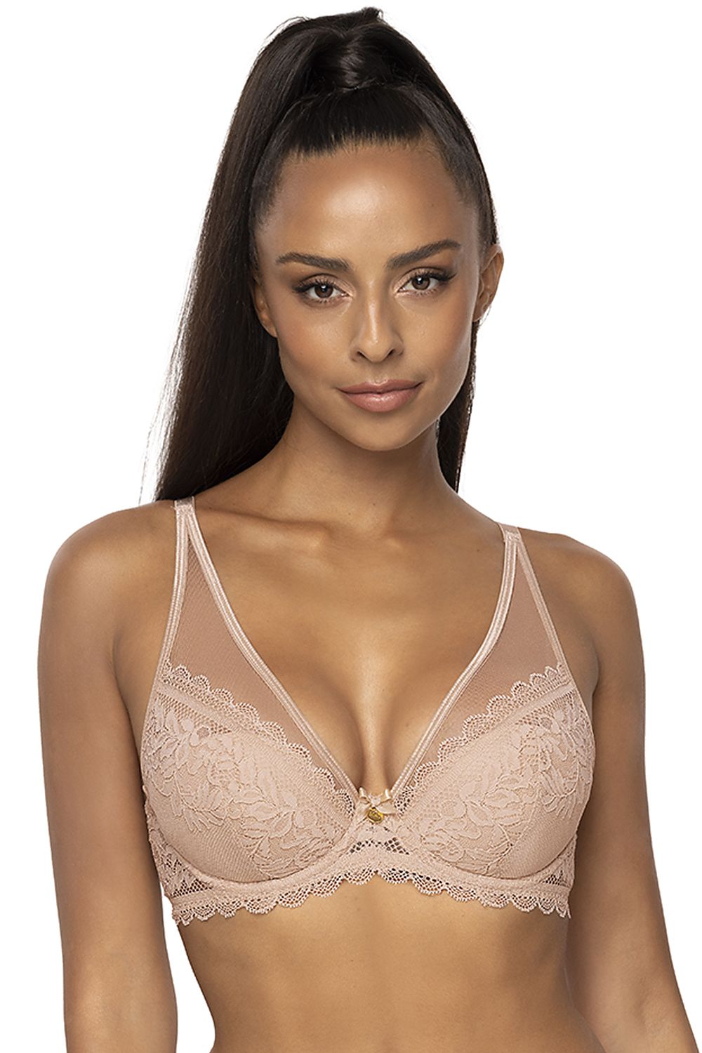 Elegant Push-Up Bra Floral Lace Removable Enlargement Inserts Inside Cup Lined With Cotton  3 Colors