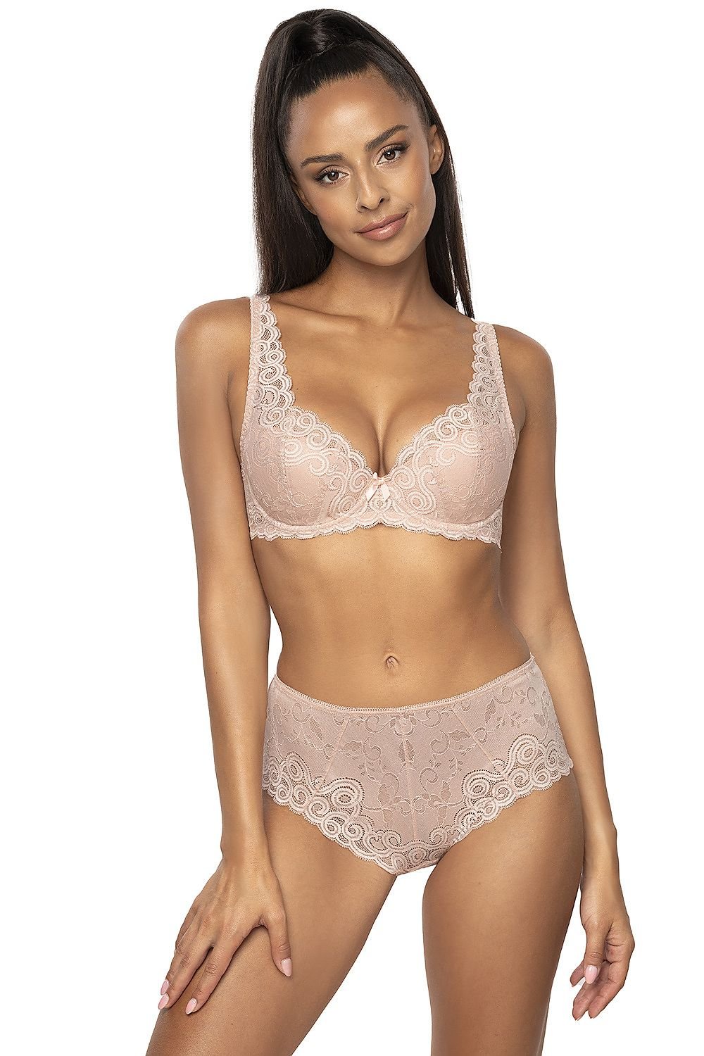 Elegant Classic Bra Cups & Bridge Made Of Beautiful Lace, Satin Bow With Pendant Between Cups Lace Straps Lace Back   3 Colors