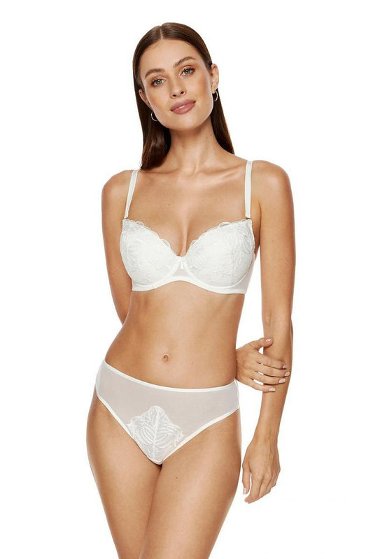 Bring Your Passion For Any Celebration Push-Up Bra Cups Are Covered WIth Embroidery In A Floral Pattern Have Pockets On The Inside Inner Part Of The Cups Are Cotton Decorative Bow On The Bridge Back Of The Bra Is Tulle
