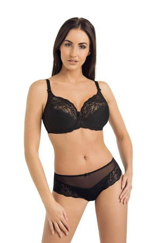 Soft Bra Black With Underwire Large Floral Motif