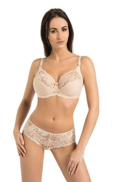 Soft Bra Beige With Underwire Large Floral Motif