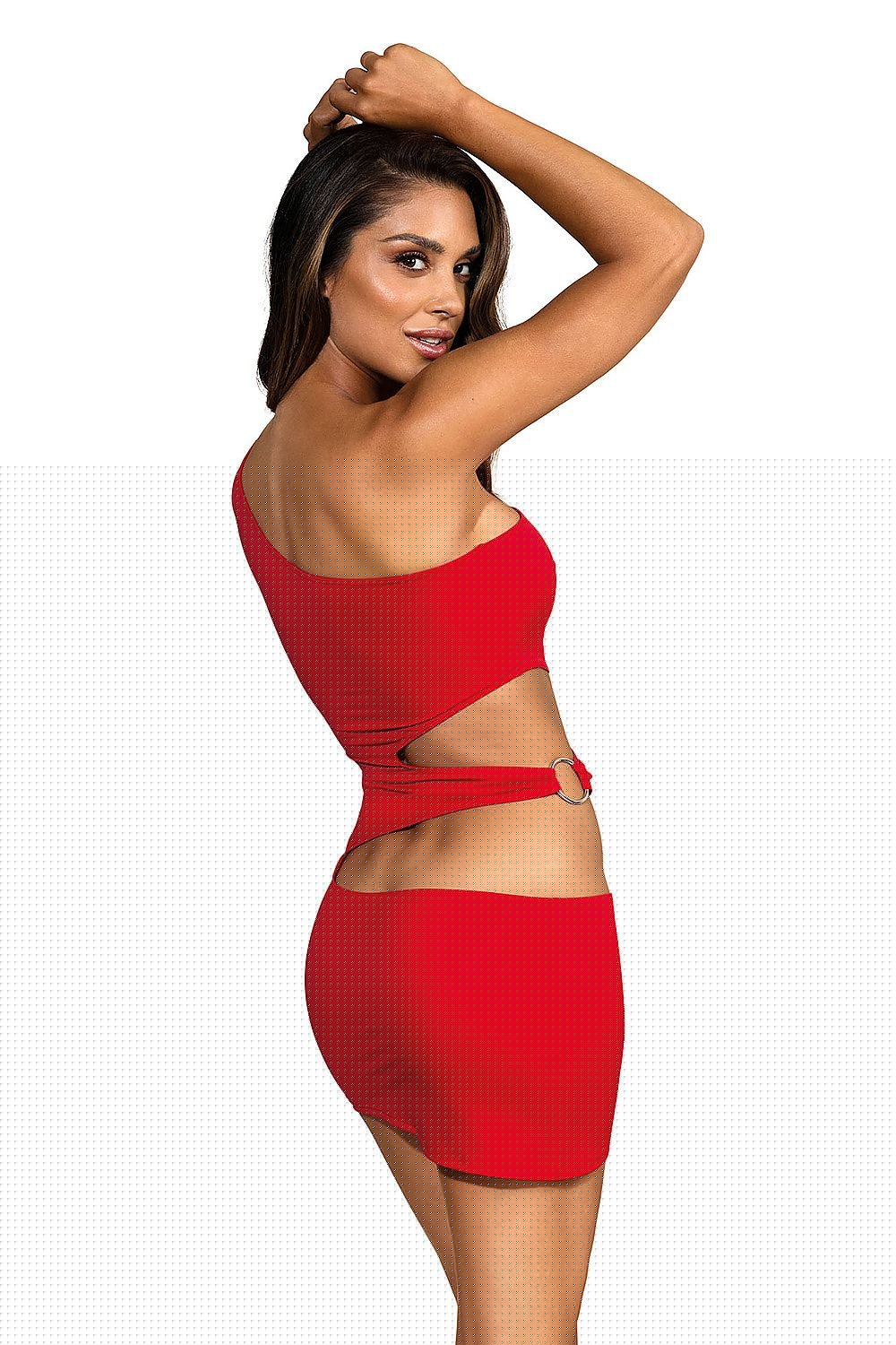 Mini Dress Only One Shoulder Covered & Cut Outs Showing Skin