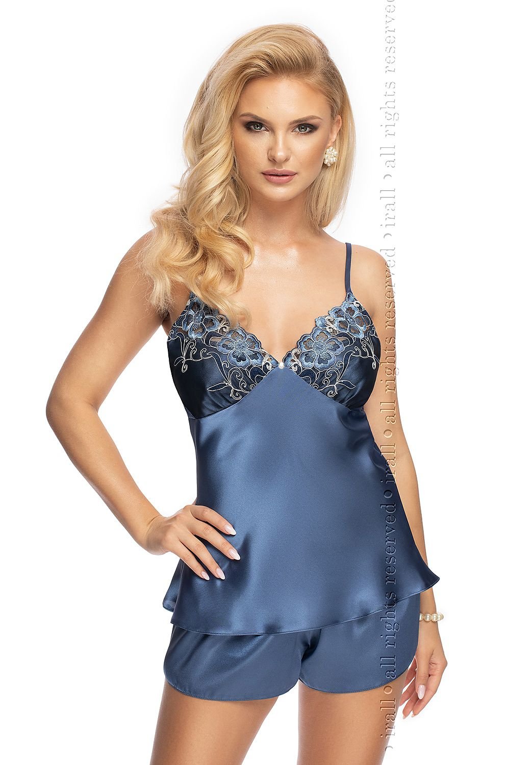Burgundy Glossy Satin Babydoll Shirt WIth Cups Embroidered Tulle & Shorts With Elastic Band  2 Other Colors Available: Red & Blue