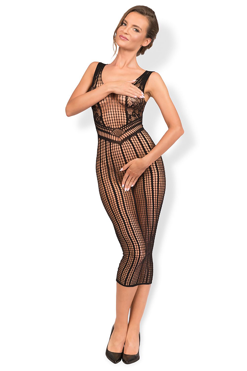 Attractive Long Dress With See-Through Bold Design