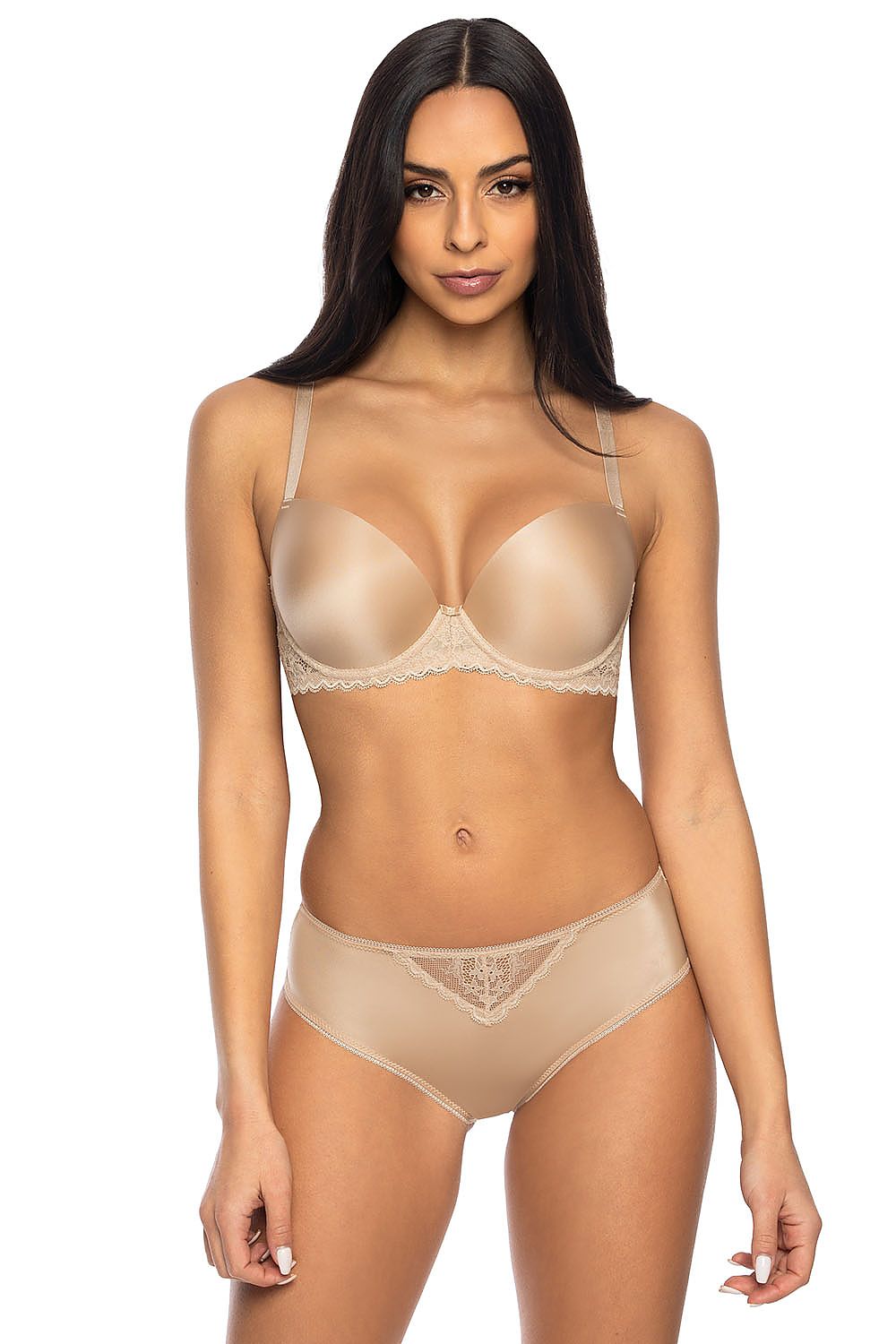 Fashionably Smooth Beige Panties Smooth Up Front With Lace Everywhere!