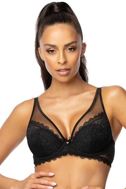 Elegant Push-Up Bra Floral Lace Removable Enlargement Inserts Inside Cup Lined With Cotton  3 Colors
